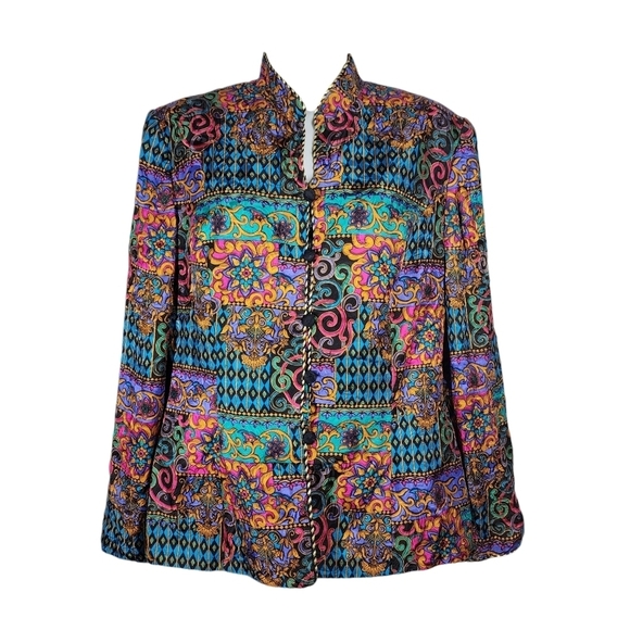 SAFE SILK BY ADRIANNA PAPELL FLORAL SILK BLOUSE - Picture 1 of 6